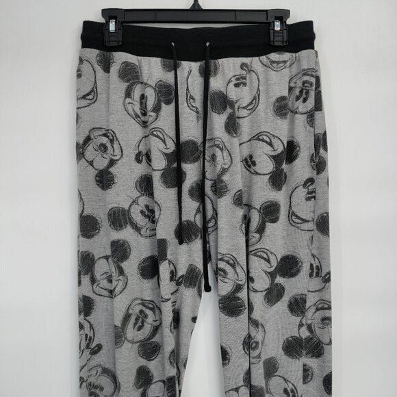 Disney Mickey Mouse Allover Print Hi-Rise Pull-On Jogger Pants Medium Women Gray - Picture 2 of 11